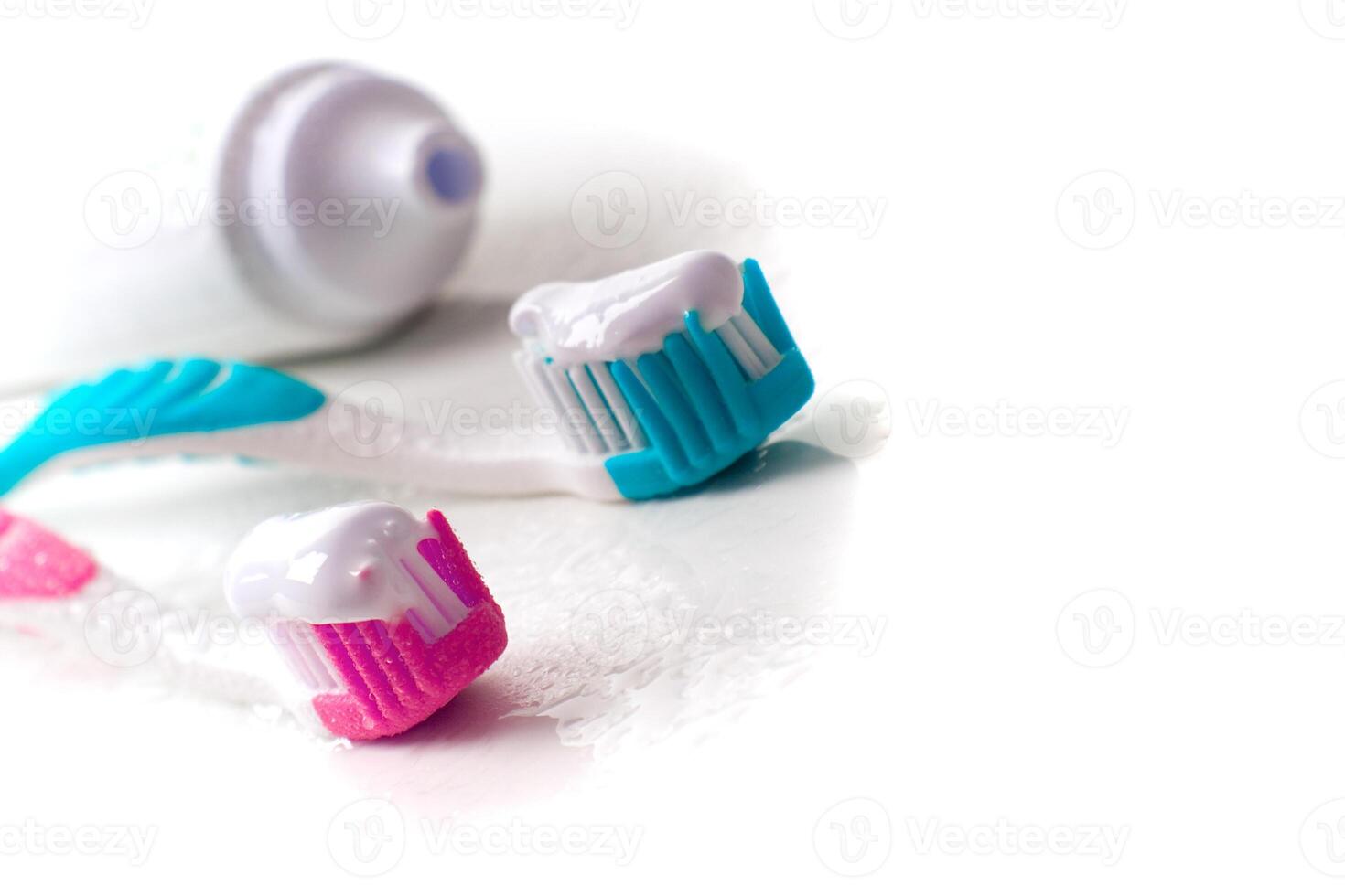 toothpaste and toothbrushes photo