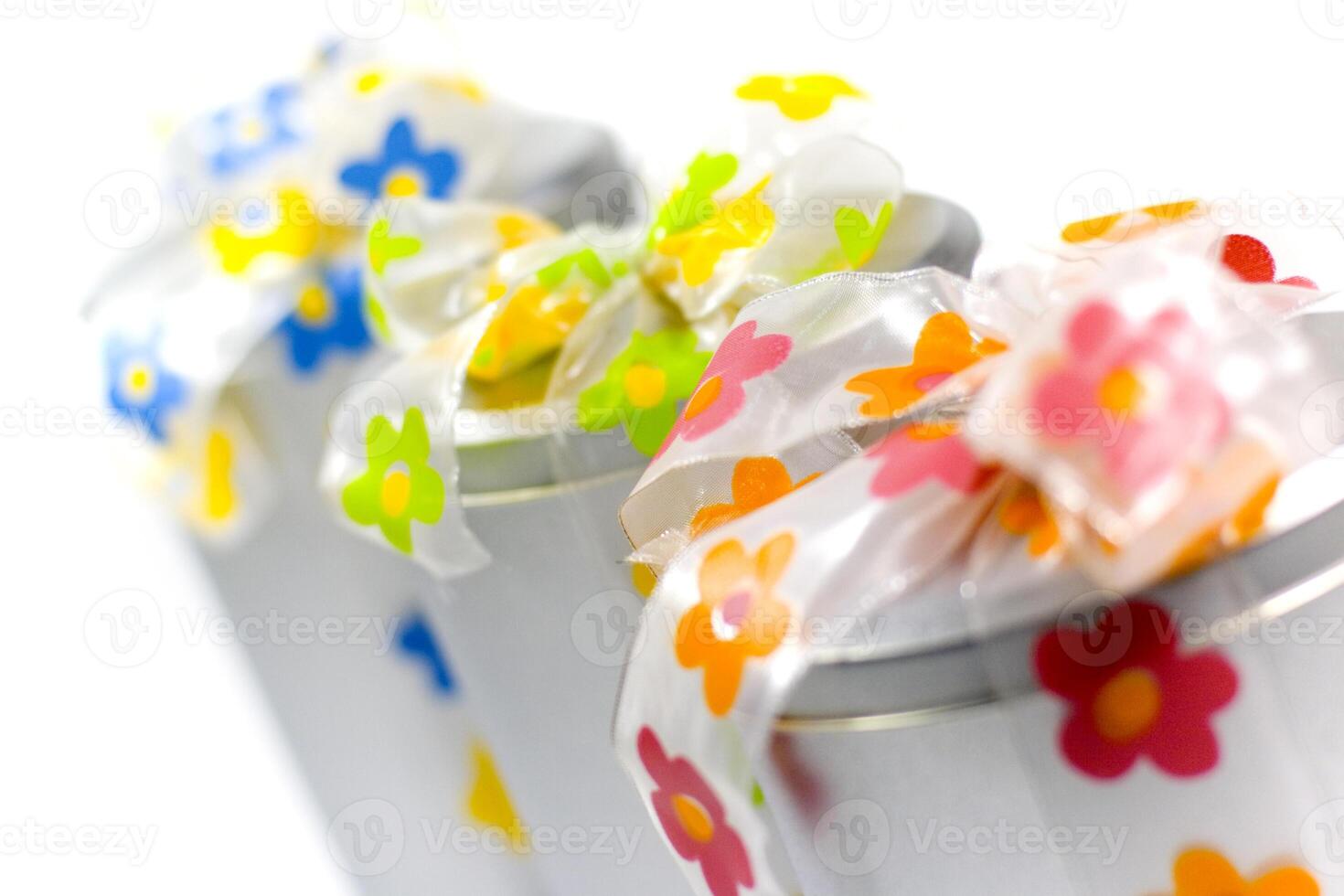 gift boxes with colorful bows photo