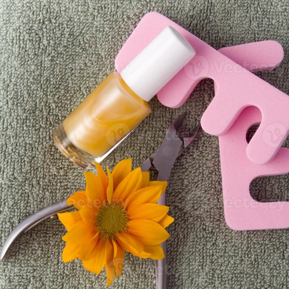 pedicure beauty set ans flower photo