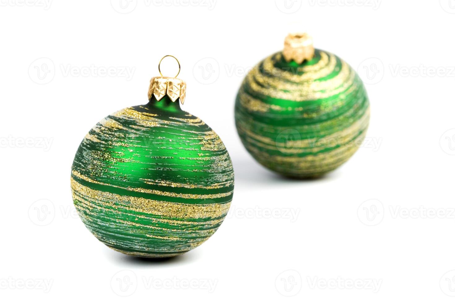 two green christmas balls photo