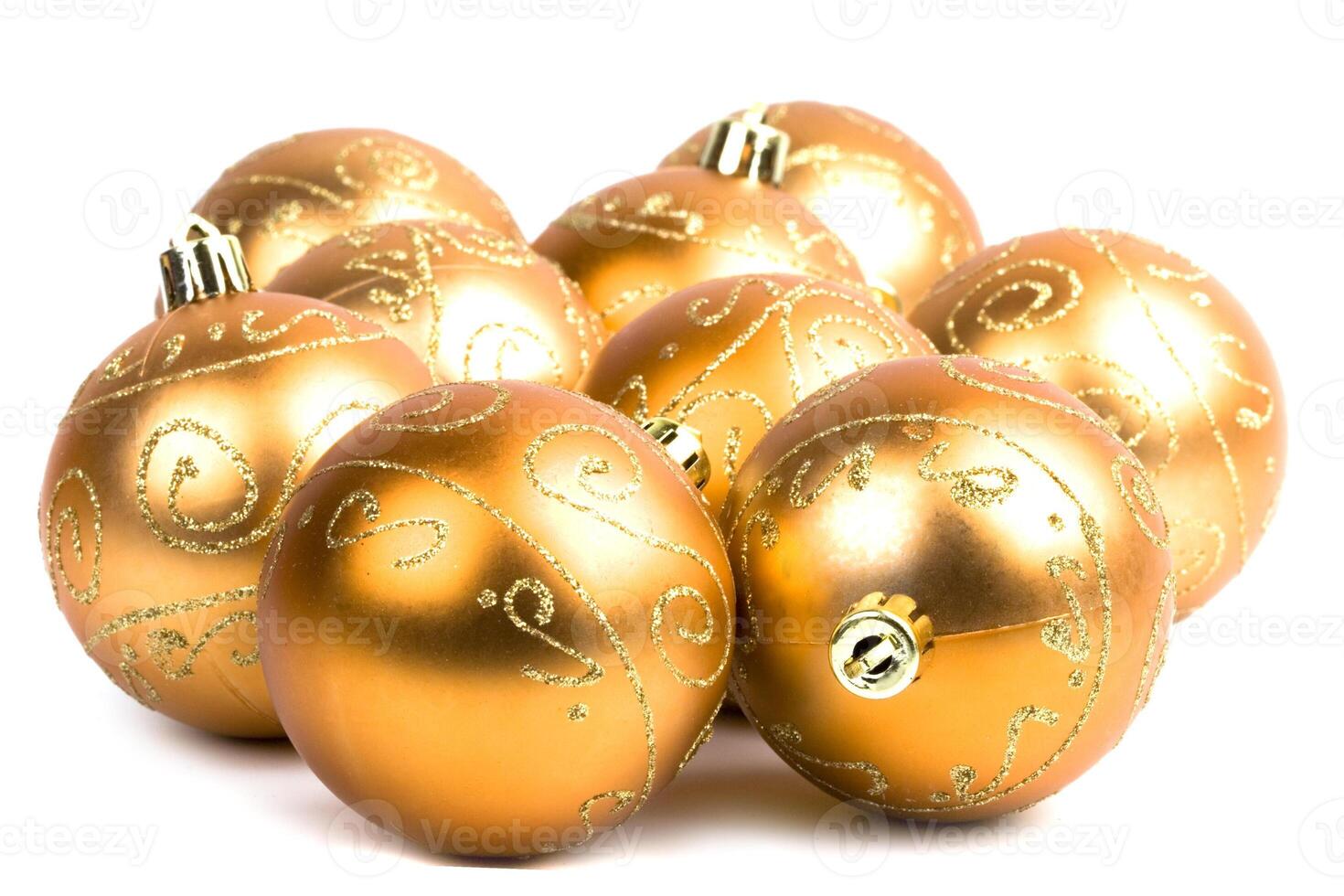 golden glass christmas balls photo