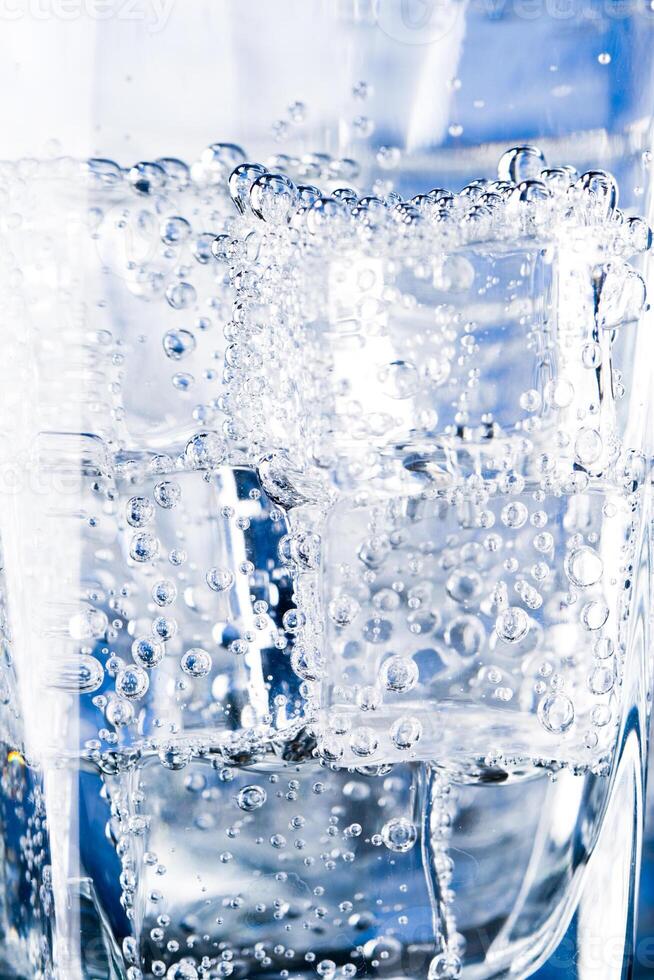 ice cubes and water bubbles photo