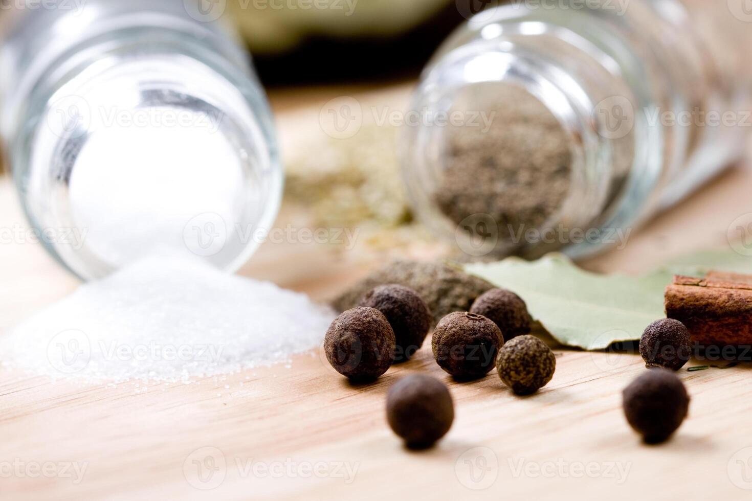 spices on wooden background photo