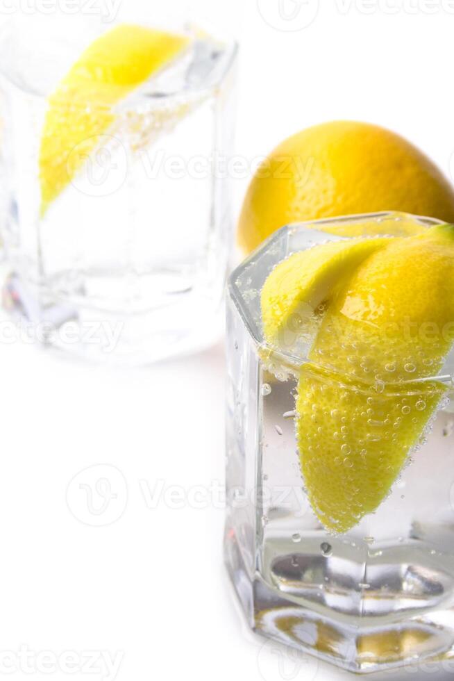soda water and lemon slices photo