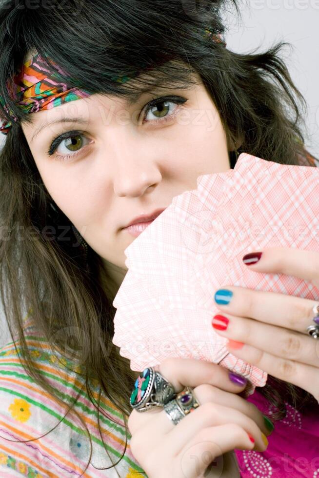 soothsayer with scrying cards photo