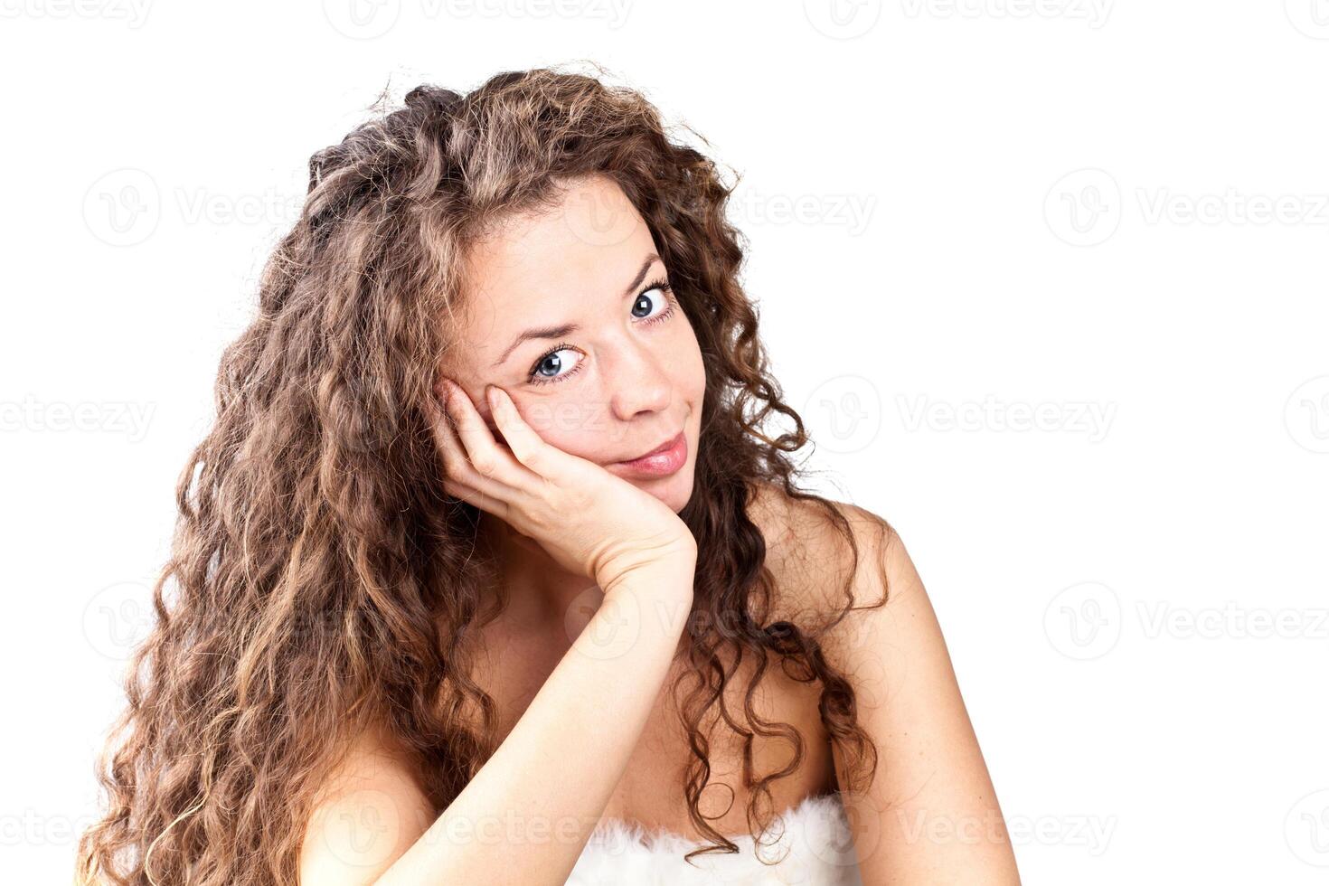brunette happy lady photo