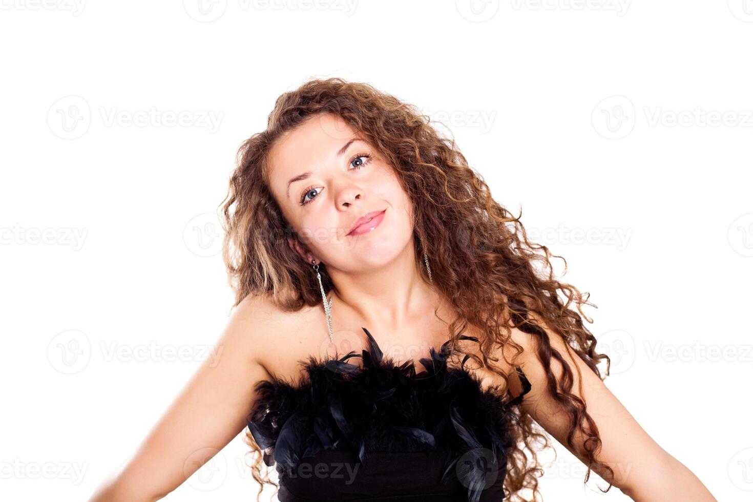 brunet lady with a beautiful hair photo
