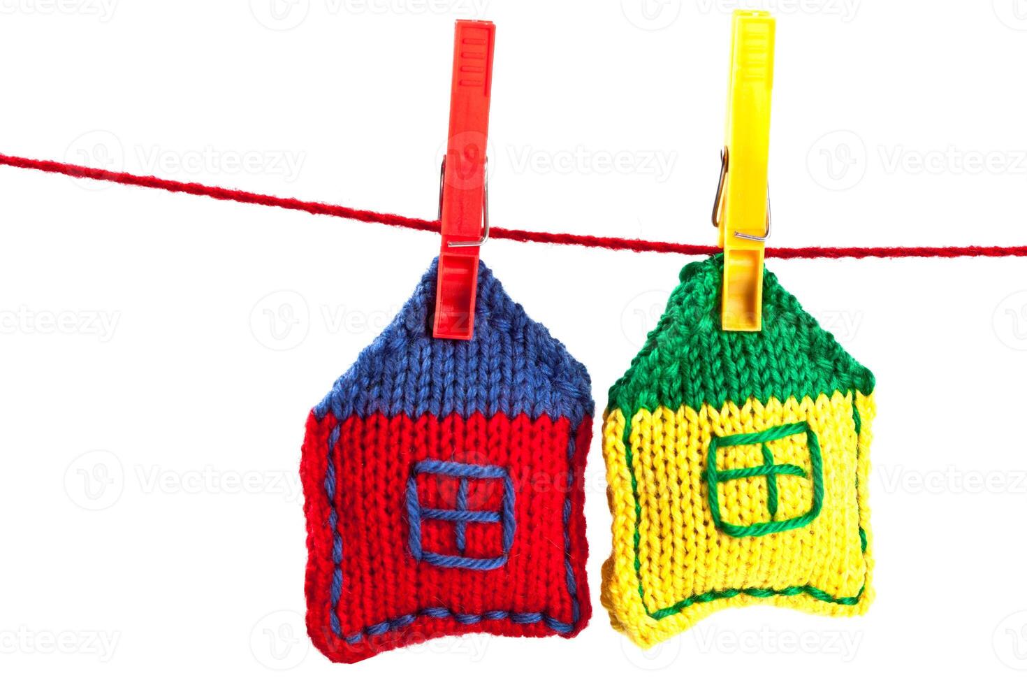 two knitted colorful houses photo