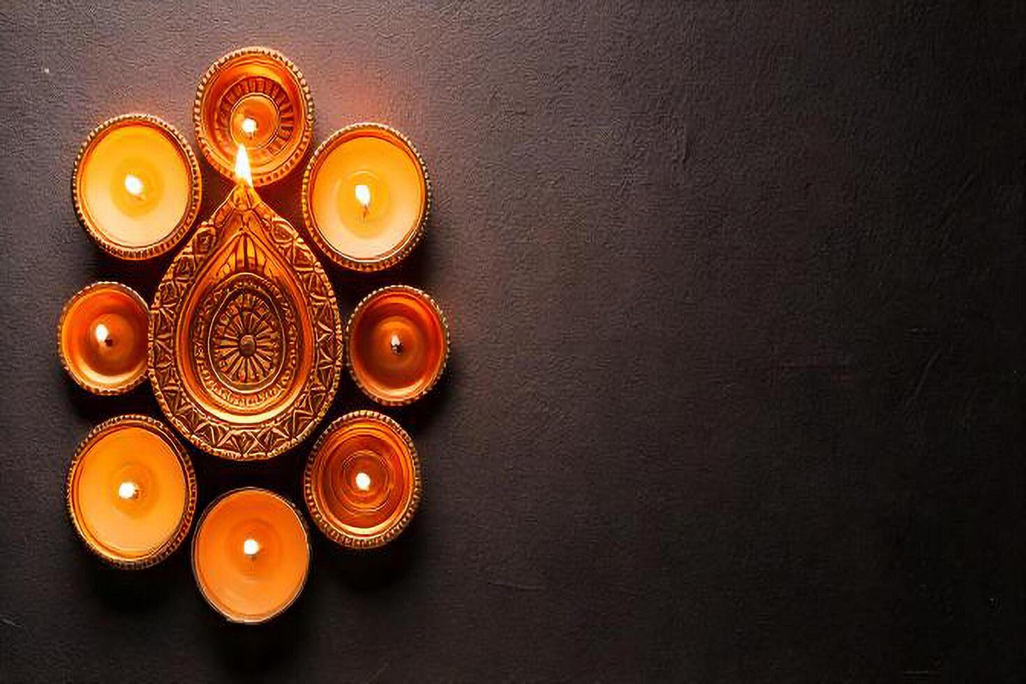 ibrant Diwali Night with Diyas and Lanterns Background photo