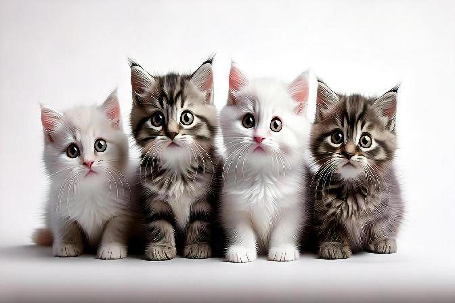 Four kittens are sitting in a row photo