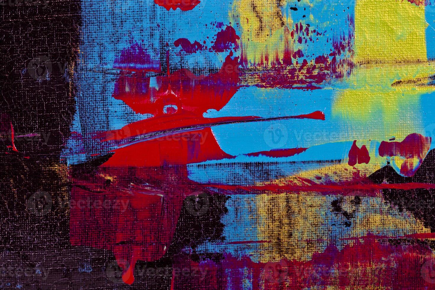 Blue, black, red and yellow shades colored wall texture background. photo