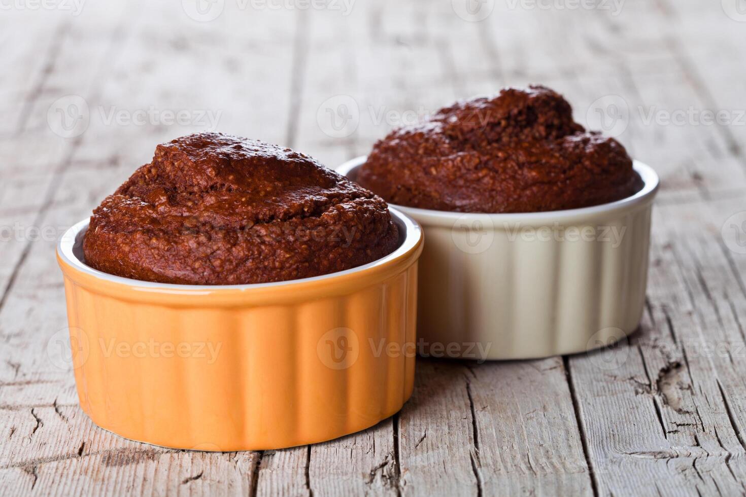 two fresh baked browny cakes photo