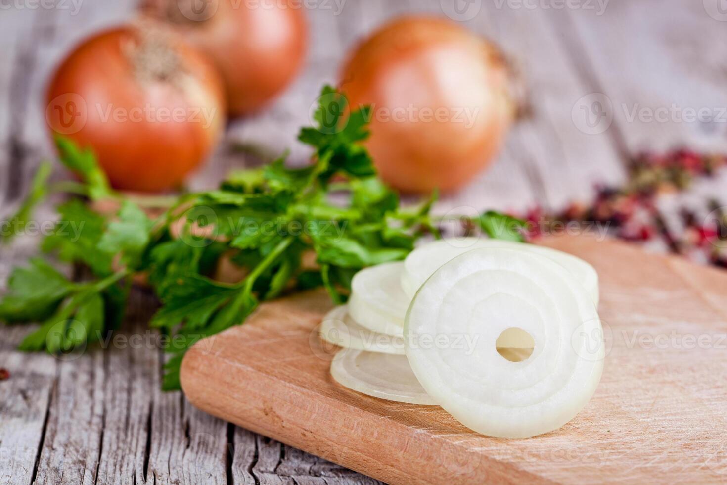fresh onions and parsley photo