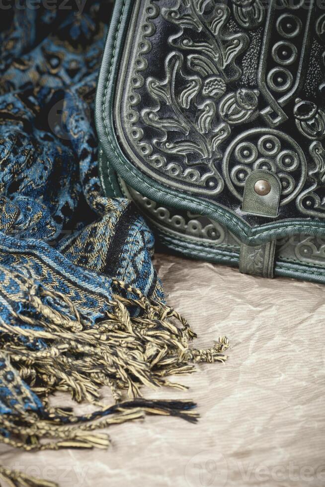 vintage bag and scarf photo