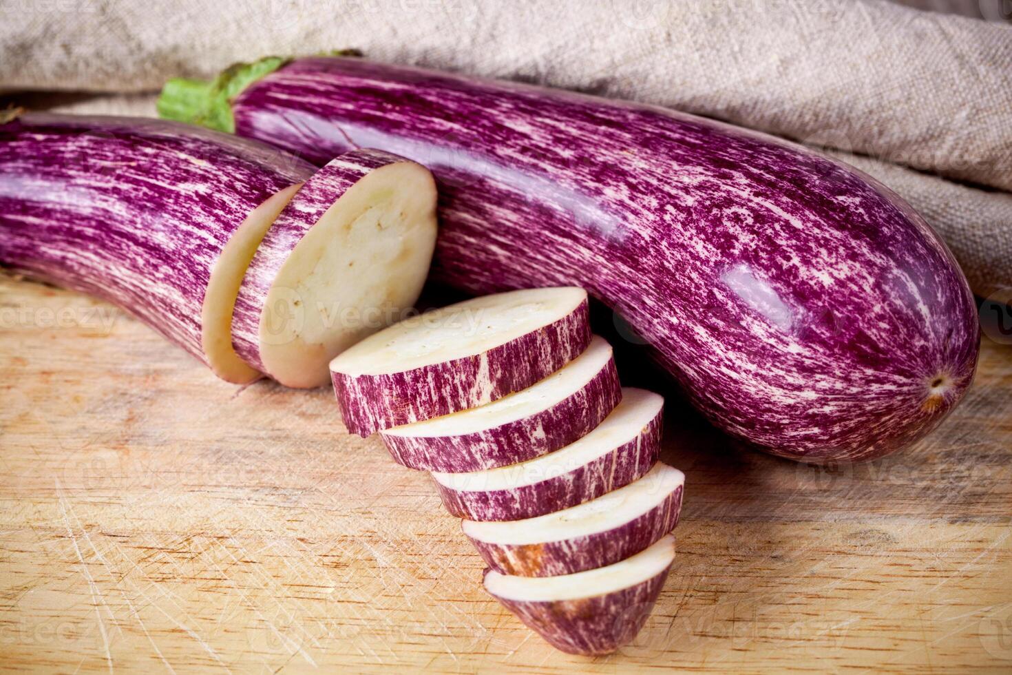 two fresh eggplants photo