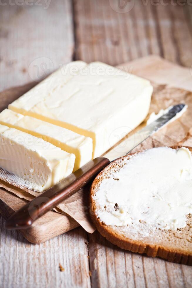 fresh rye bread and butter photo