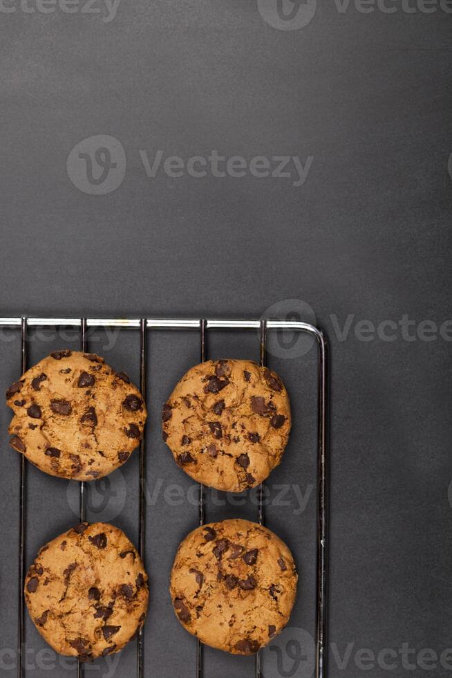 Baking grid with chokolate cookies. photo