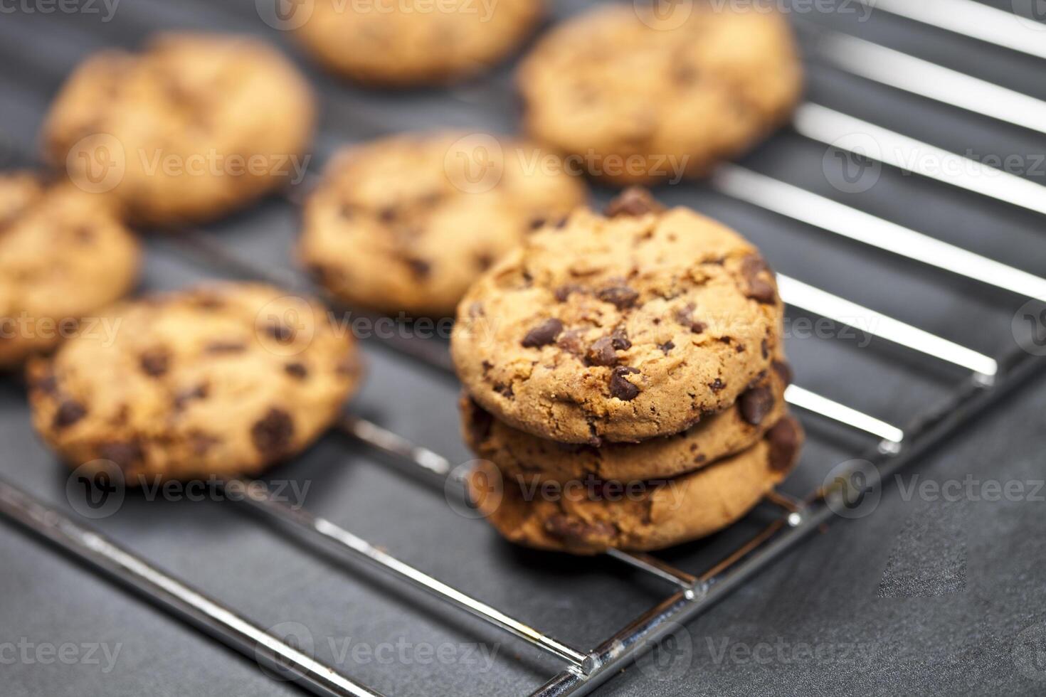 Baking grid with chokolate cookies. photo