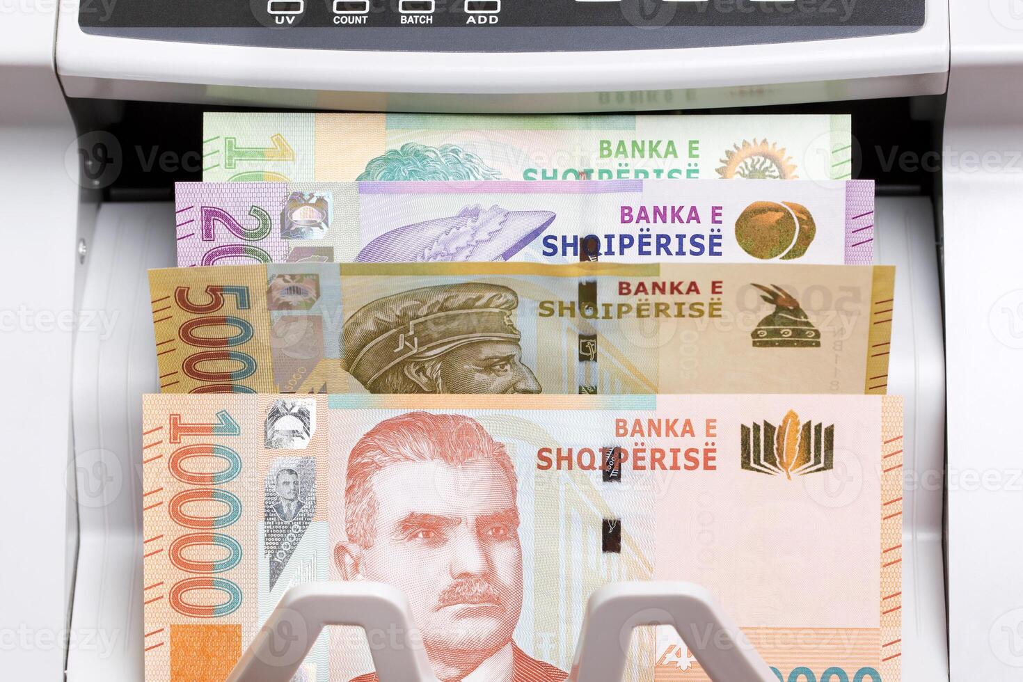 Albanian lek in the counting machine photo