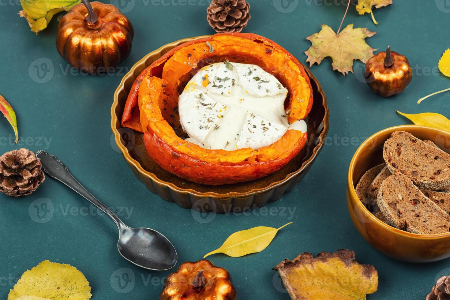 Baked squash with cheese. photo