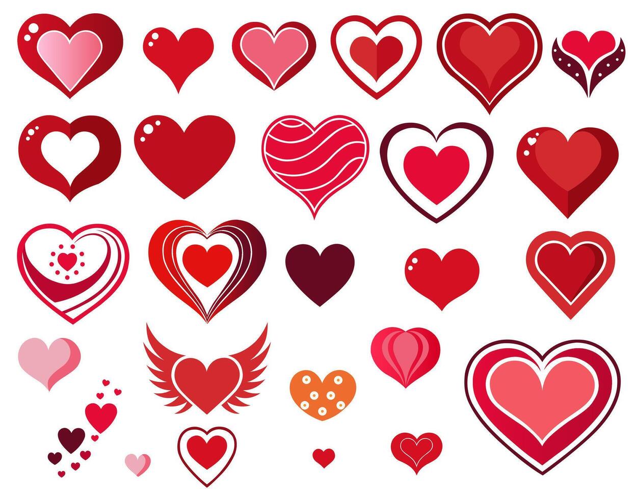 Set of Various Heart Designs in vector