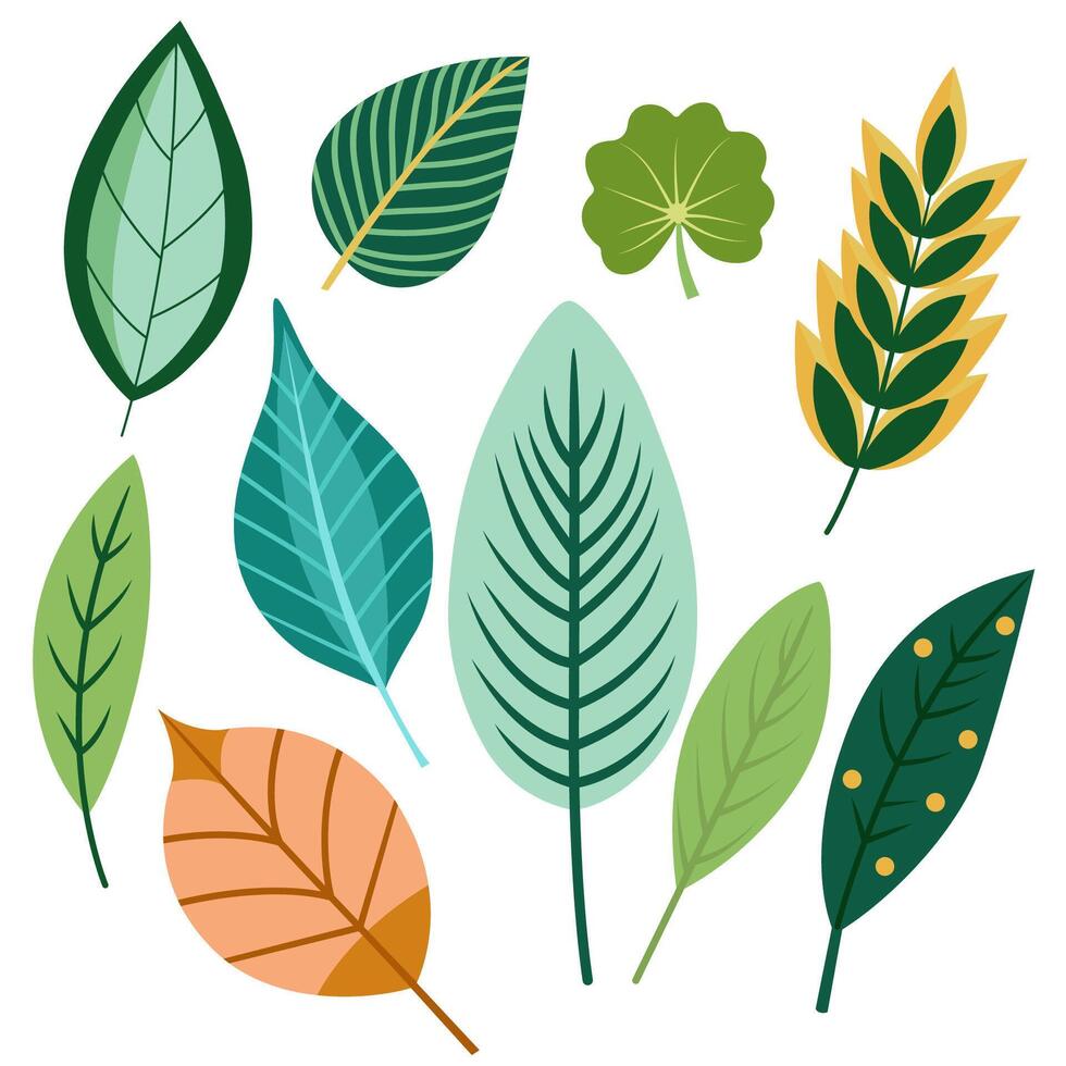 Flat Leaf Set in Soft Tones vector