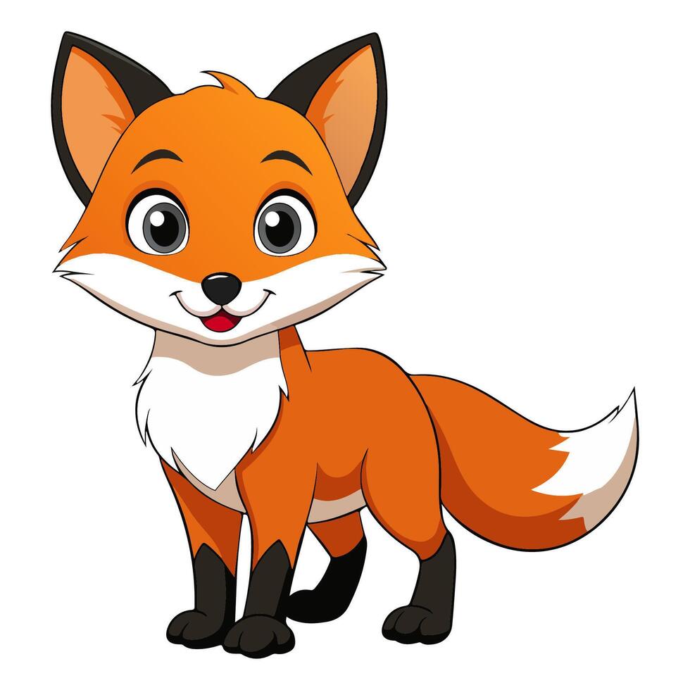 Smiling Cartoon-Style Red Fox Character vector