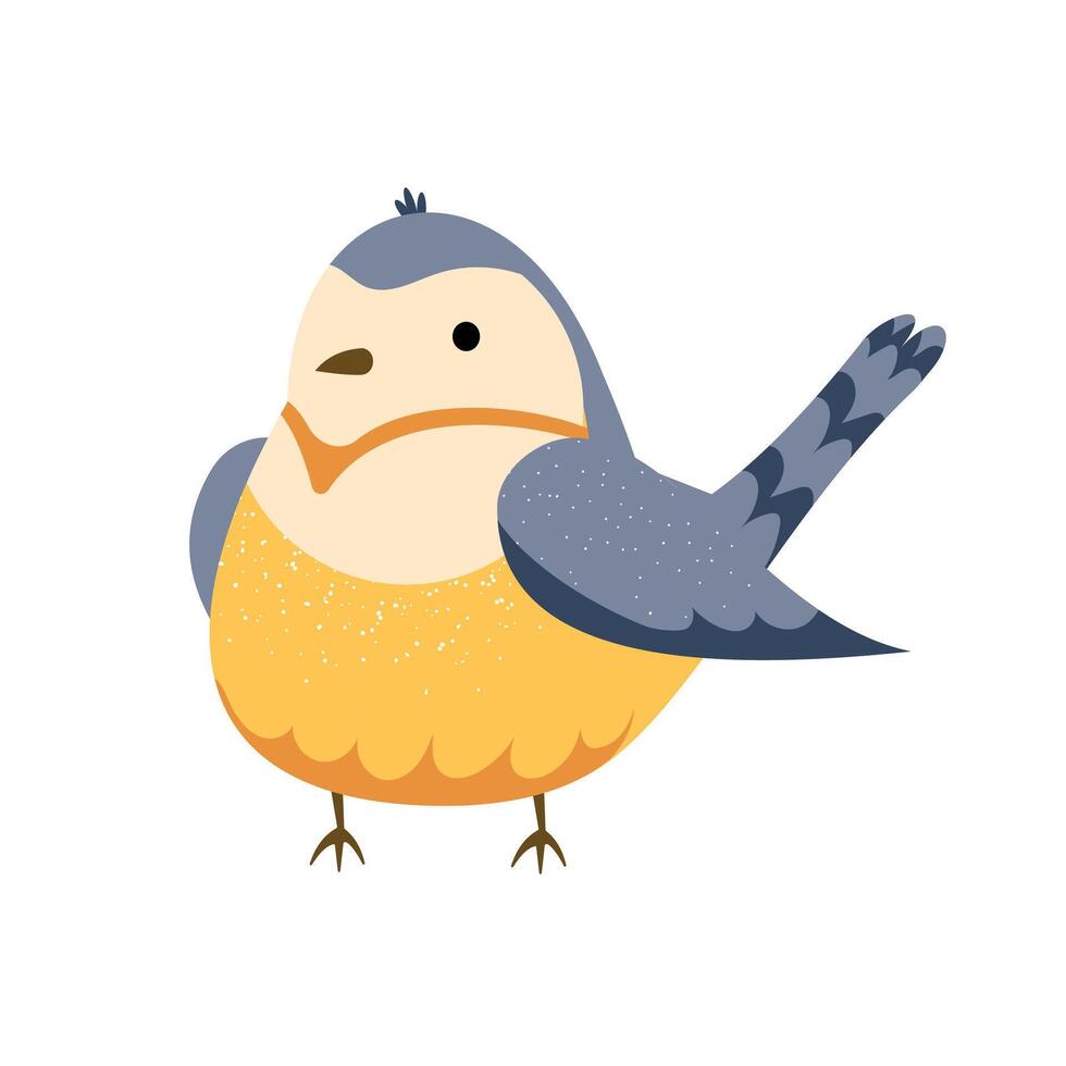 Blue tit. Winter and autumn bird. illustration vector