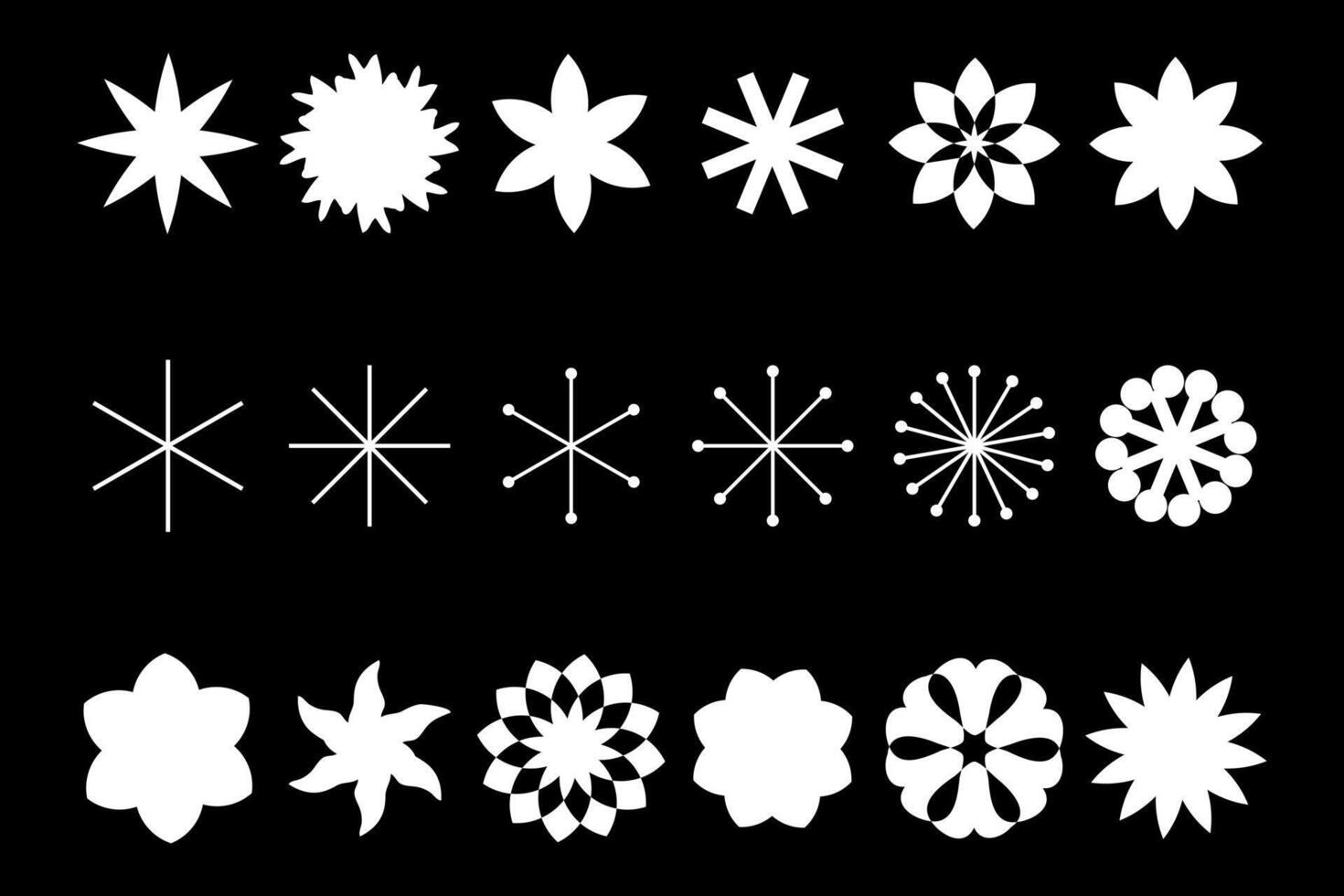 Minimalist style snowflakes clipart collection. Perfect for banner, flyer, label, postcard, sale, stickers. Geometric abstract illustration. vector