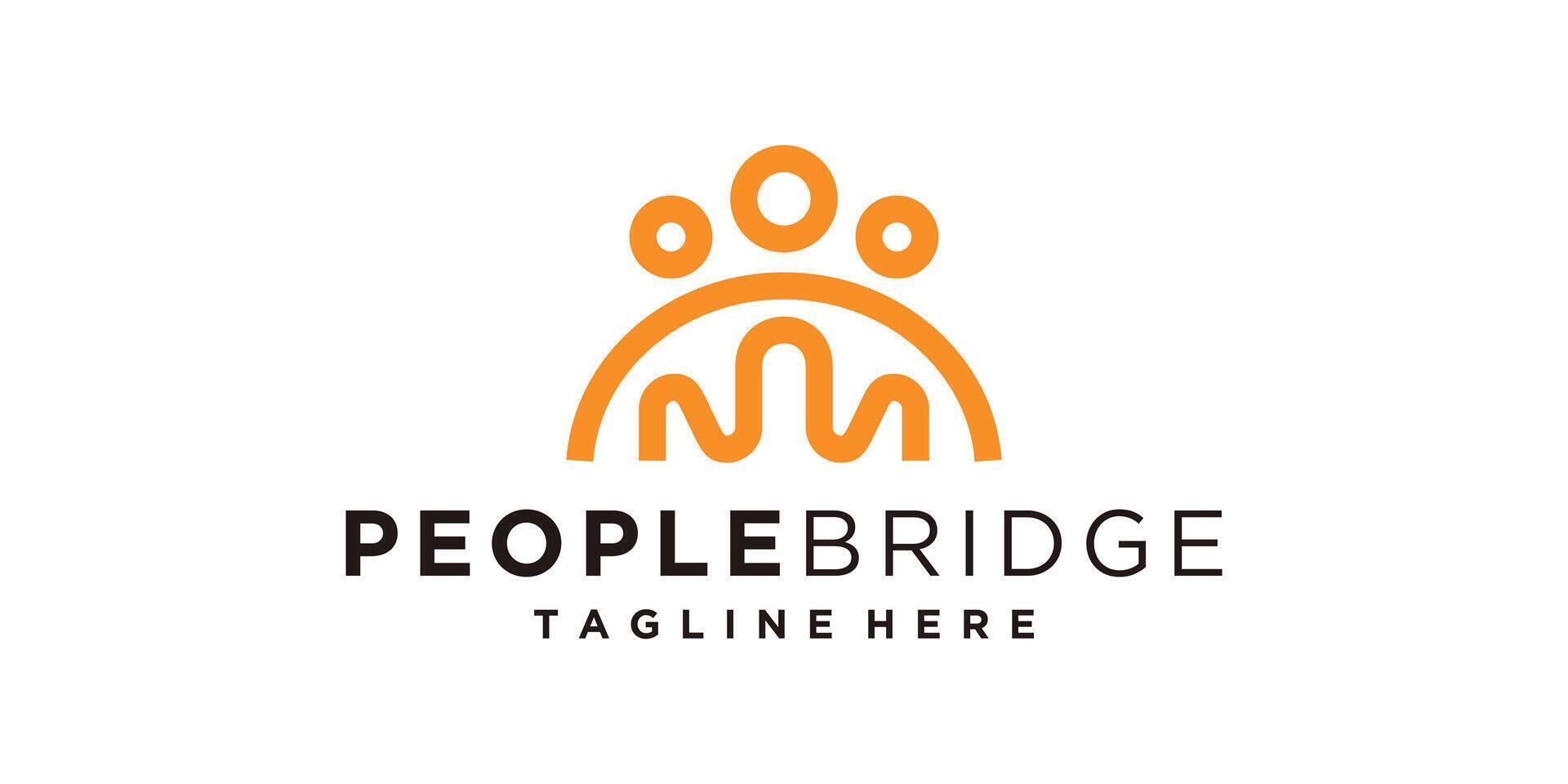 logo design people and bridge, team, group, family, partner, logo design , icon, symbol, idea, creative. vector