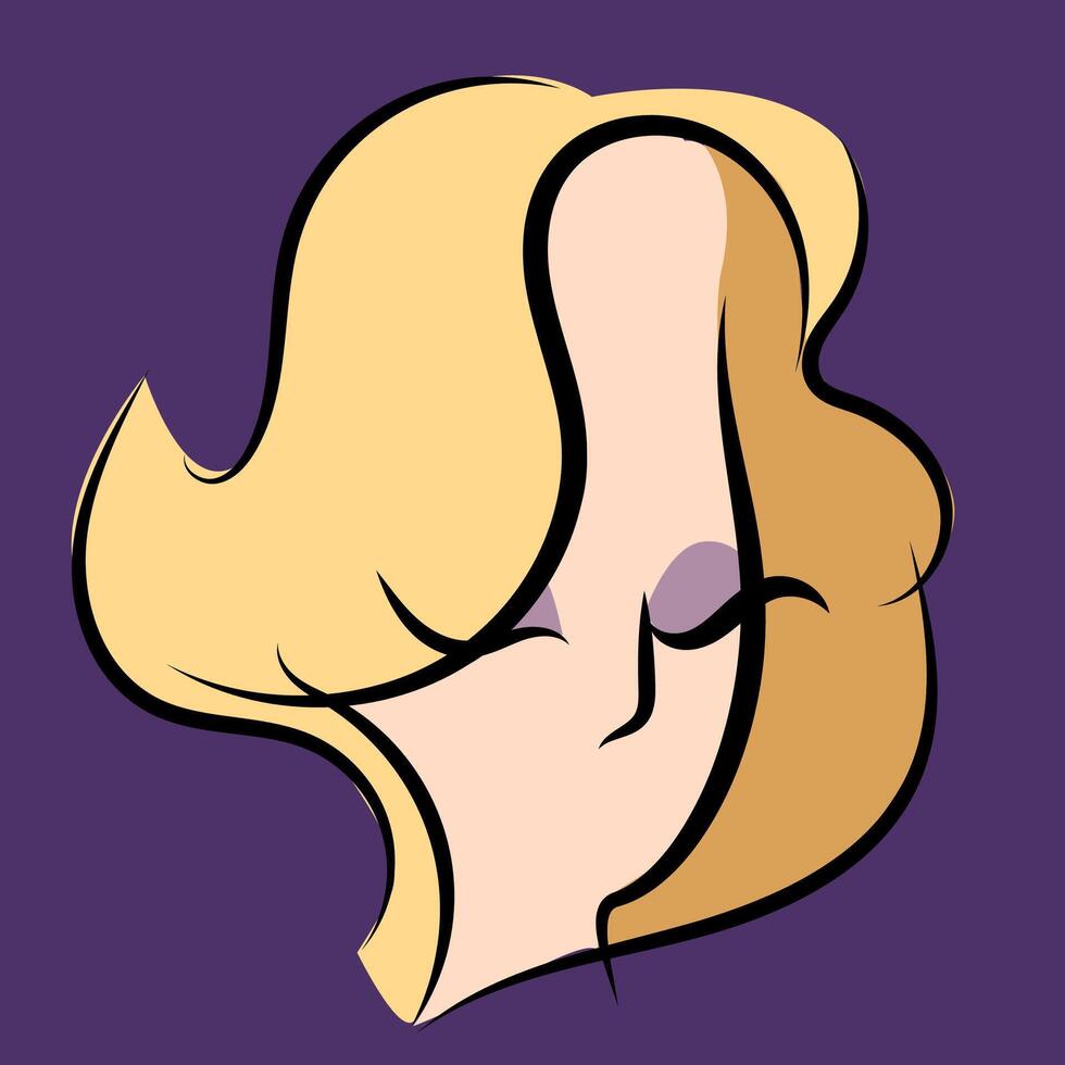 single line female character face vector