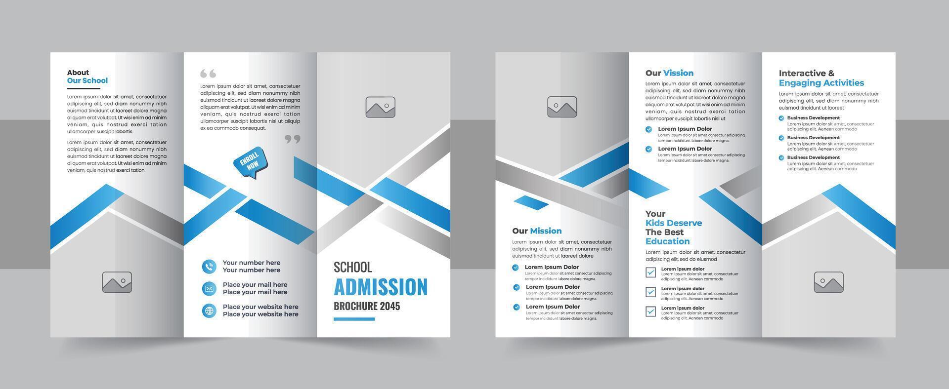 Kids academy trifold brochure design vector