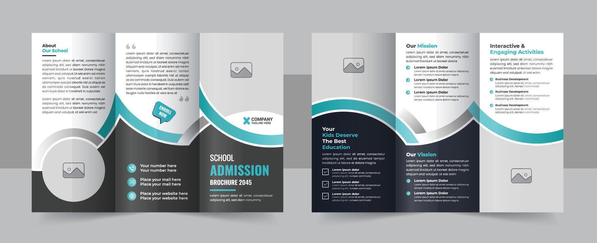 Back to school admission trifold brochure template design or modern tri fold brochure vector