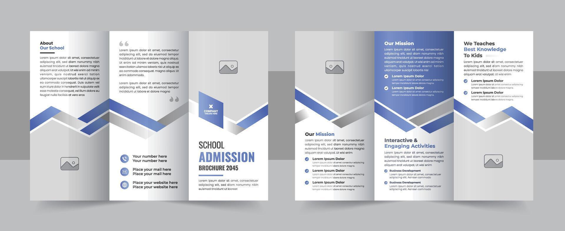 Kids school admission trifold brochure design education template layout vector