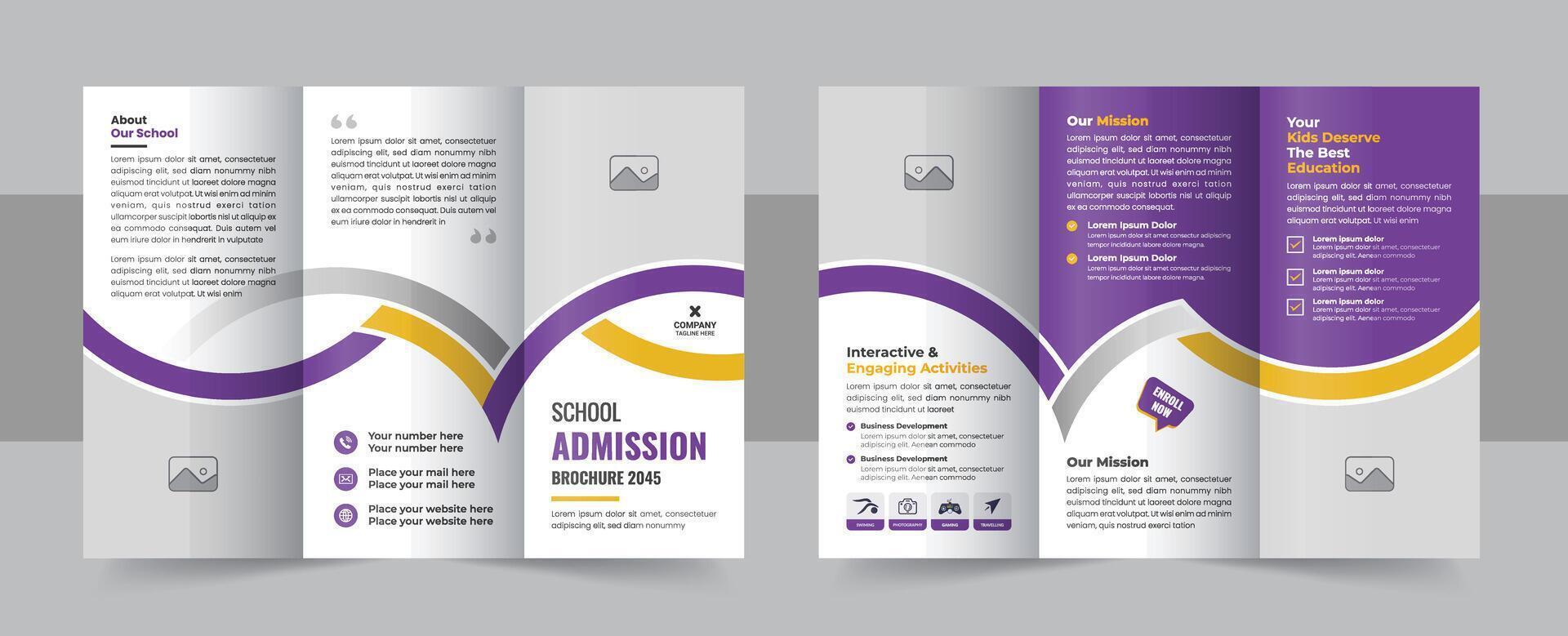 Kids back to school education admission trifold brochure template vector