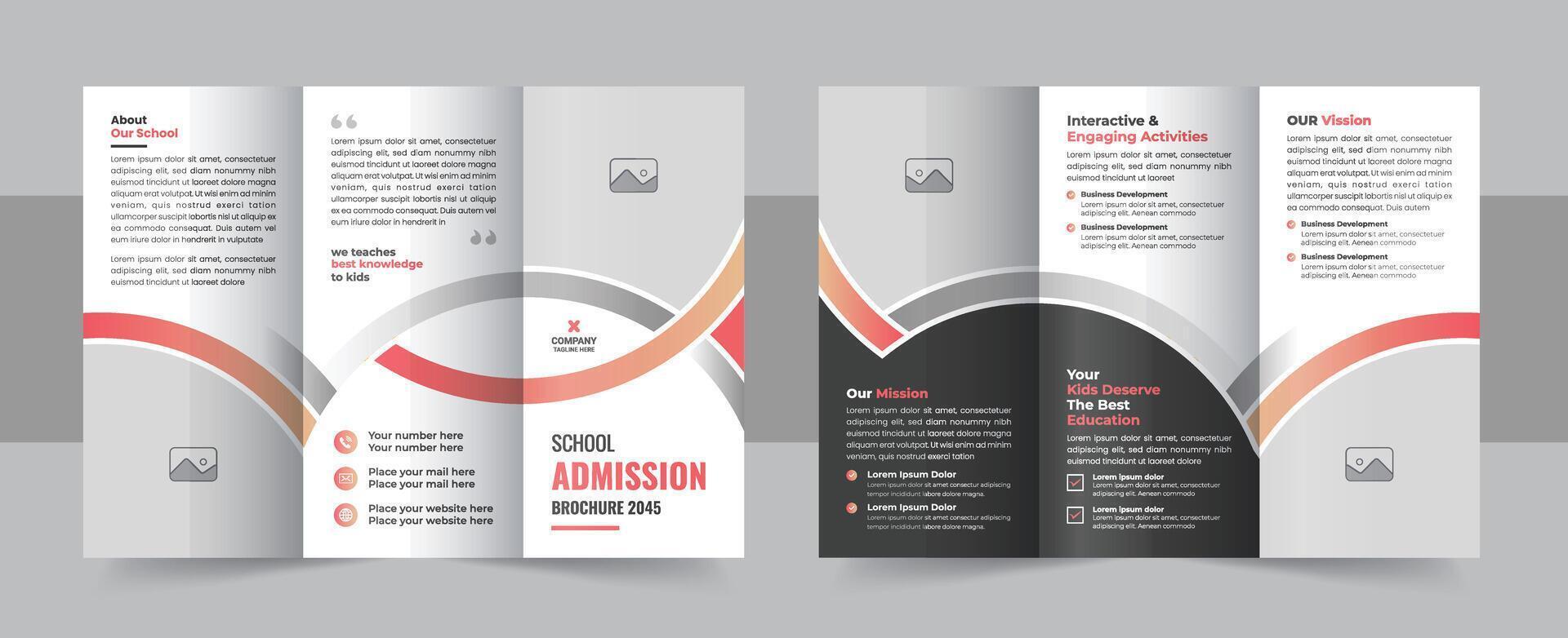Kids back to school admission trifold brochure layout vector