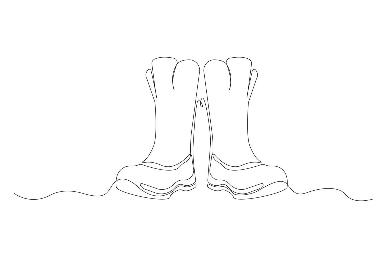 Hand-drawn boot line art drawing. Minimalist shoe boots continuous outline . vector