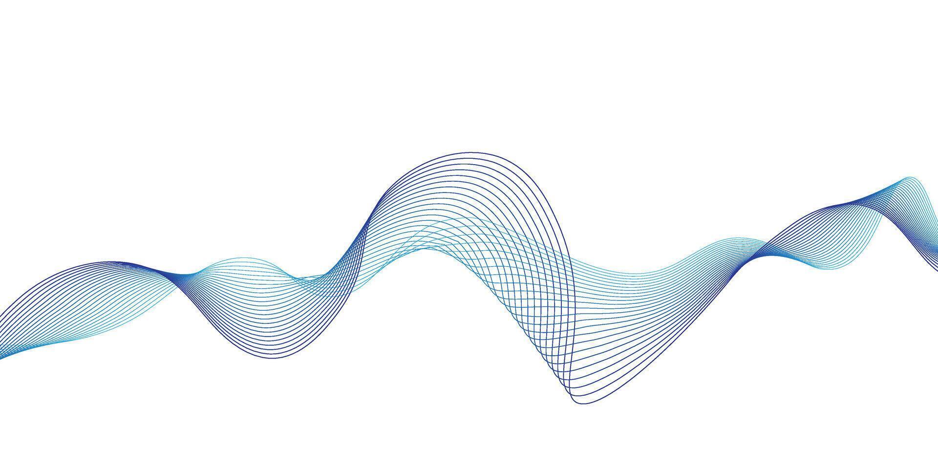 Abstract wave lines flowing dynamic colorful blue on white background. vector
