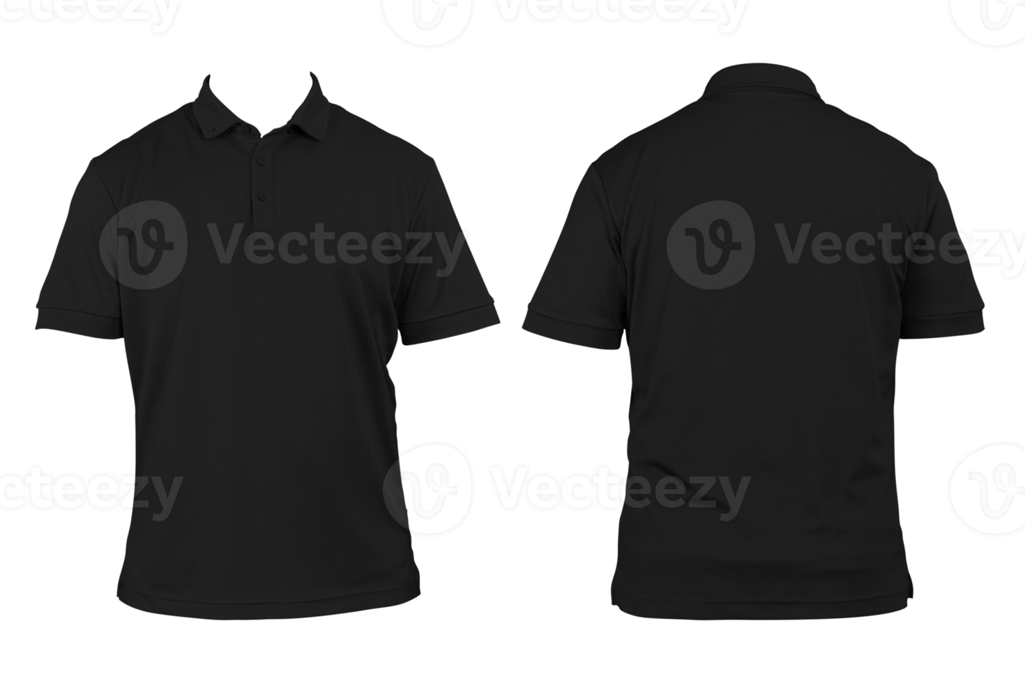 Blank shirt neck mockup template, front and back view, isolated black, plain t-shirt. Mockup. Printable polo shirt design presentation, clipping path. png