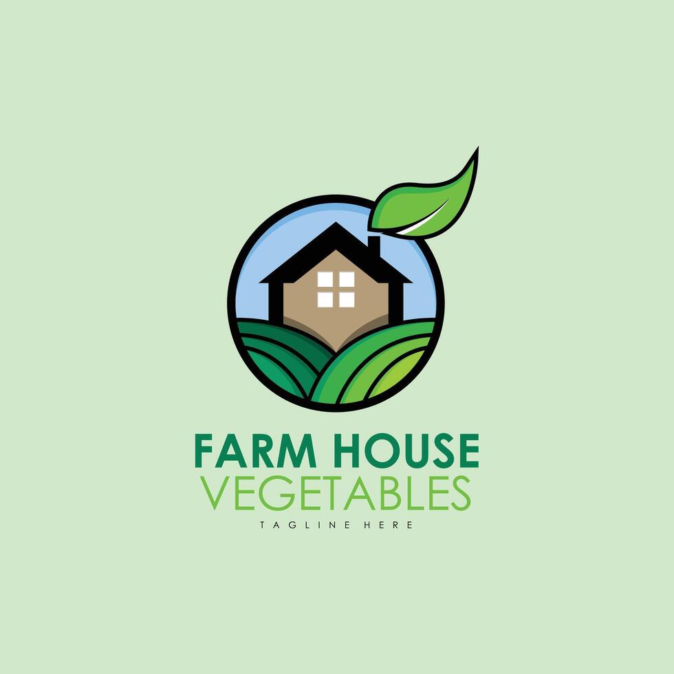 a logo for farm house on a yellow background vector