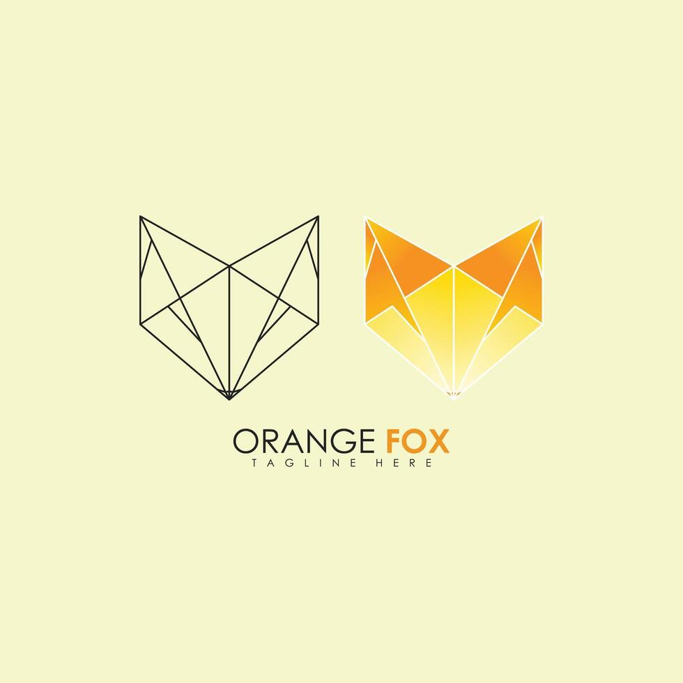 two orange fox and fox characters are on a yellow background. vector