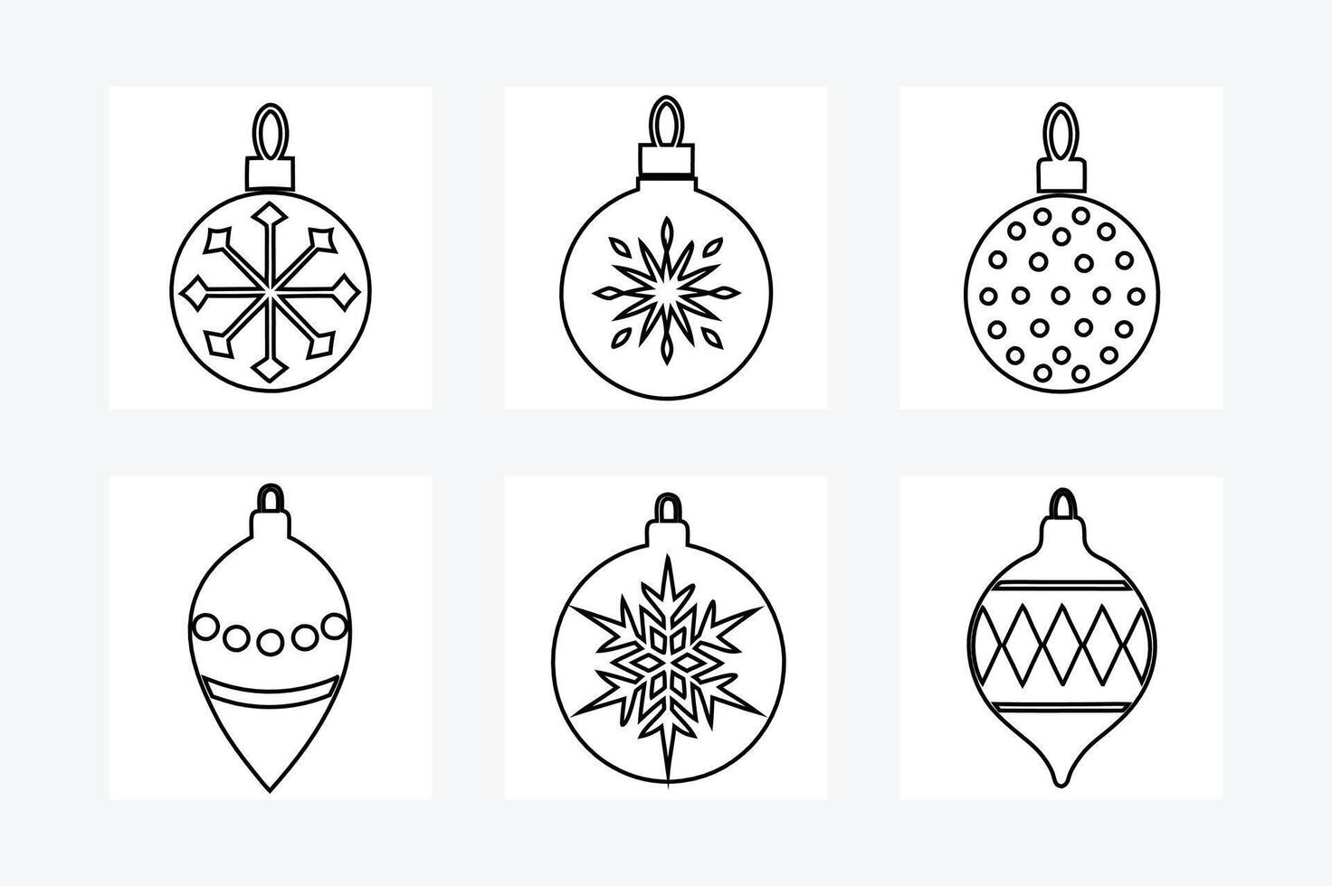 Christmas Ornament Icons One Line Art vector