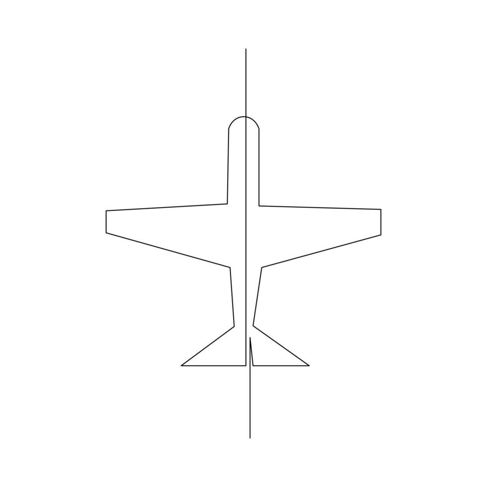 Continuous Aeroplan Line Art Design Minimalist One Line Aircraft Drawing vector