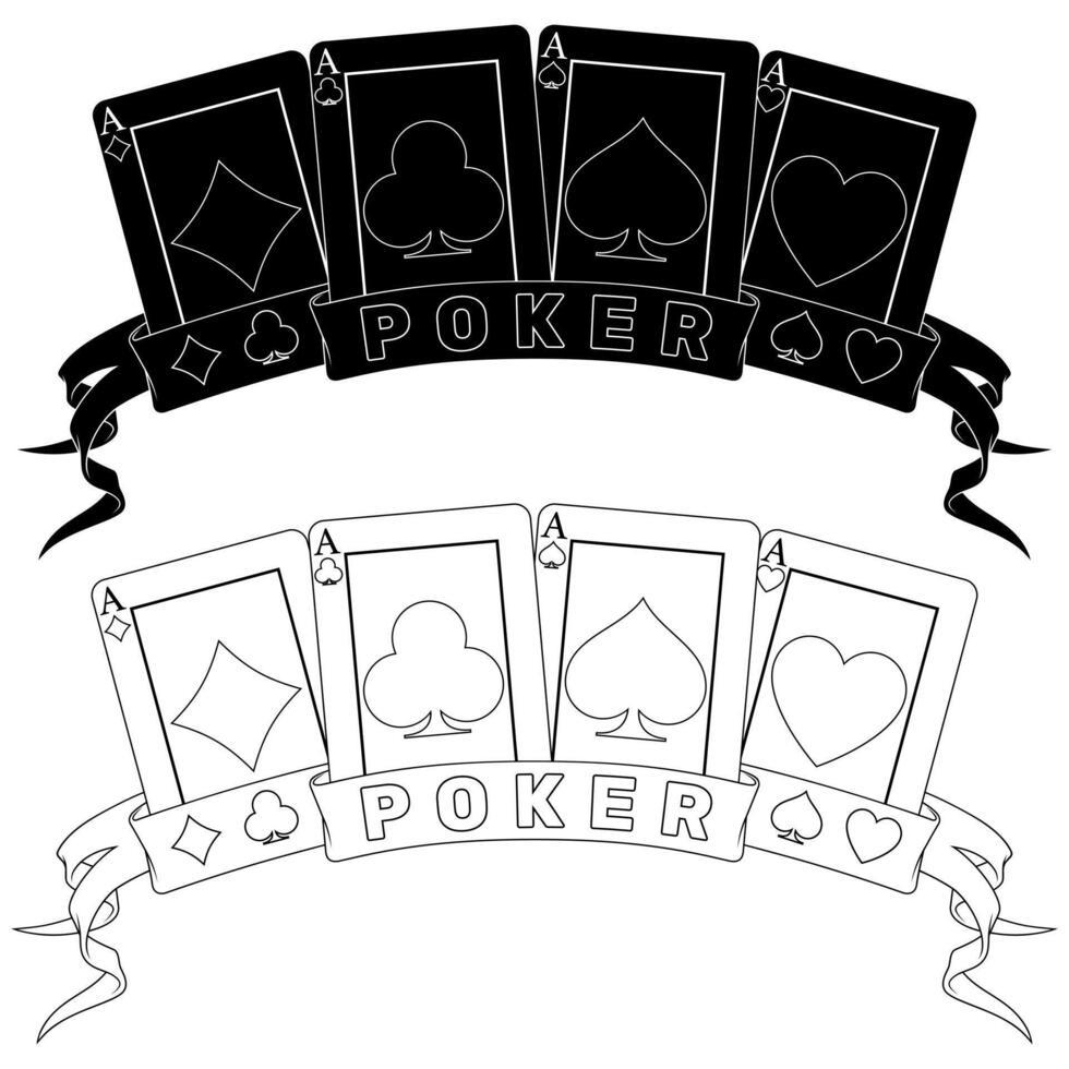 Poker cards surrounded with a ribbon vector