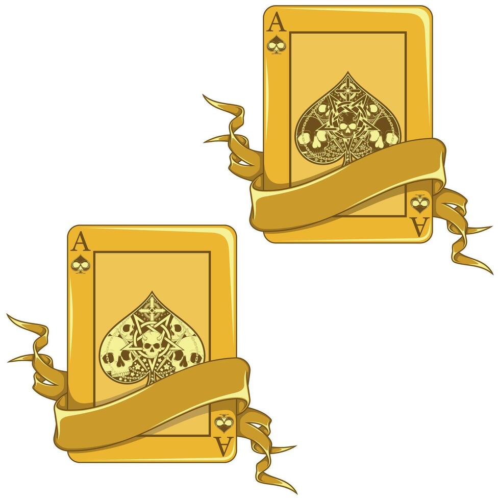 ribbon surrounding a Halloween style poker card with ace symbols vector