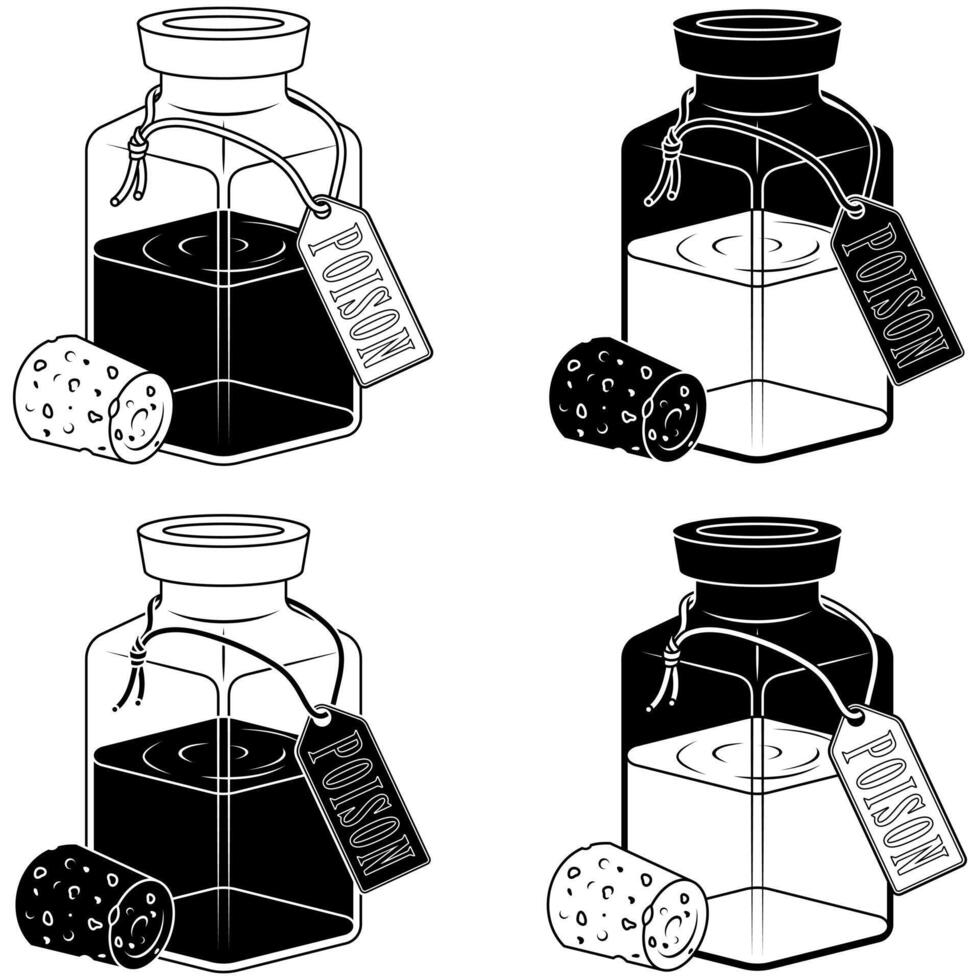Glass bottle with magic liquid substance vector