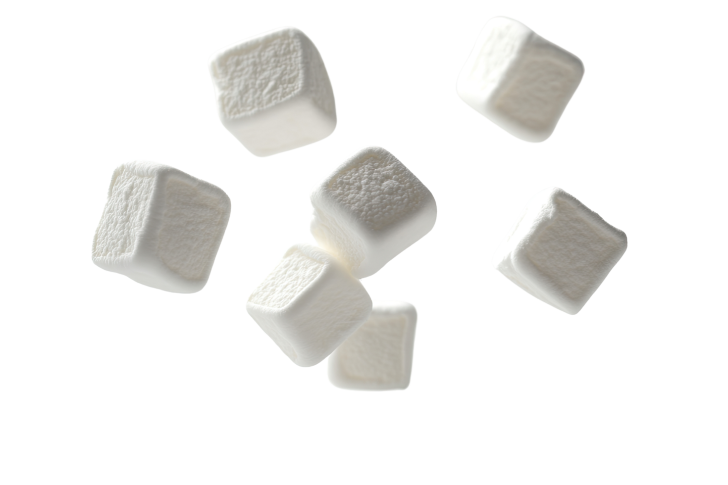 Flying marshmallows on a transparent background. png