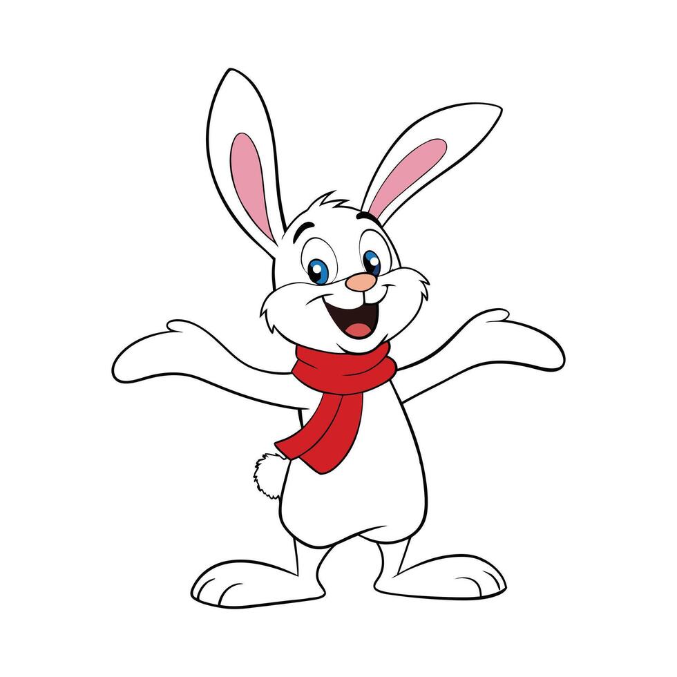 Cute Christmas Rabbit Clipart - Isolated Design vector