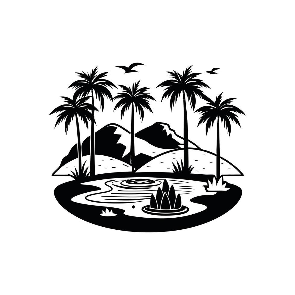 Monochrome Desert Landscape for Graphic Design vector
