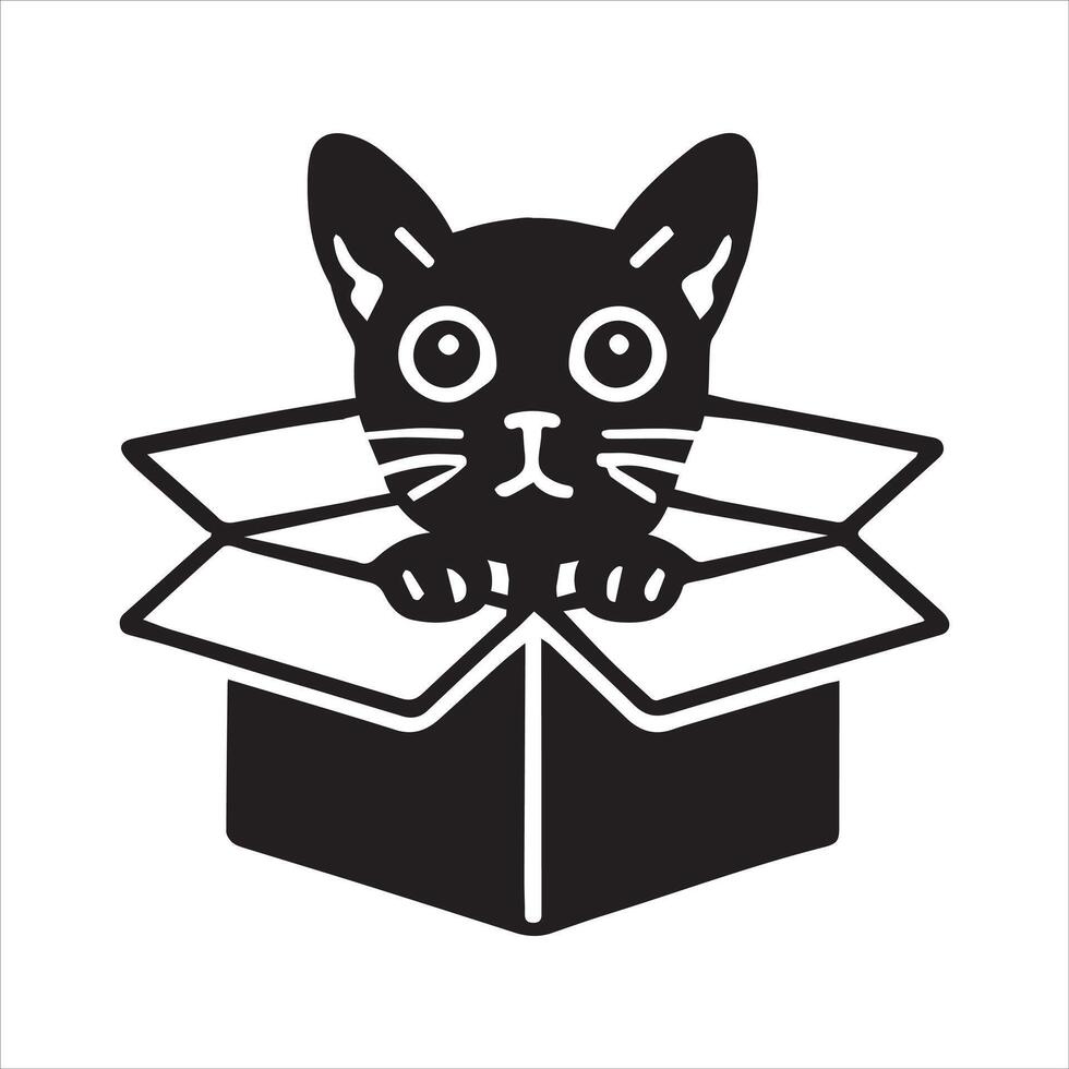 Kitten Eyes Poking Out of a Box vector